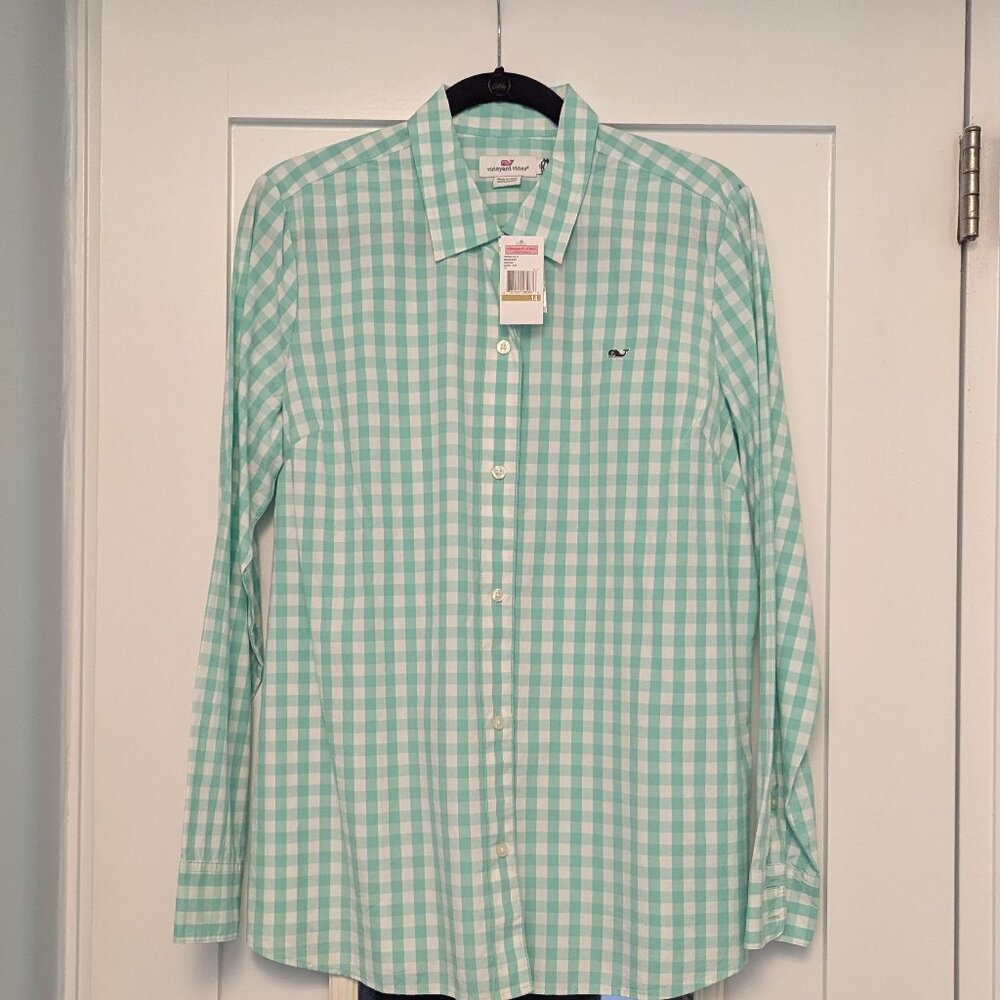 Vineyard Vines – Green Gingham Shirt – NWT – Womens size 14